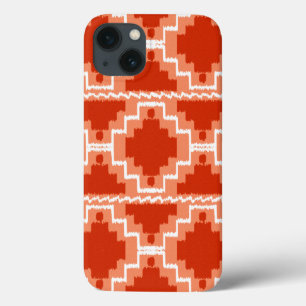 Ikat Aztec Pattern - Rust, Orange and white iPhone 13 Case