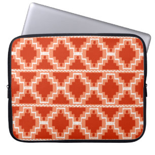 Ikat Aztec Pattern - Rust, Orange and white Laptop Sleeve