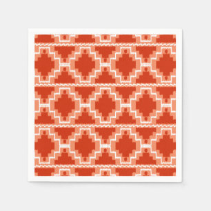 Ikat Aztec Pattern - Rust, Orange and white Napkin