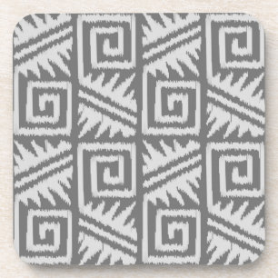 Ikat Aztec Pattern - Shades of Grey / Gray Coaster