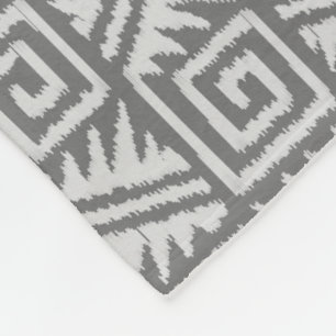 Ikat Aztec Pattern - Shades of Grey / Grey Fleece Blanket