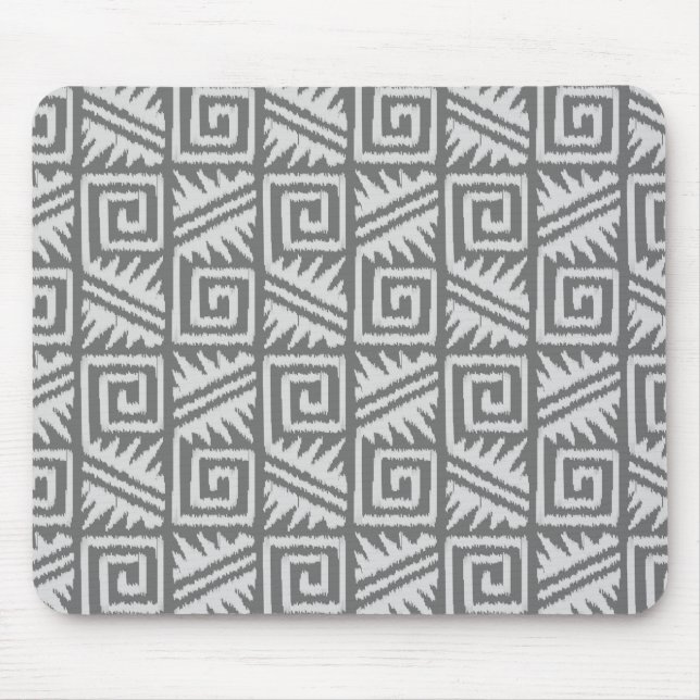 Ikat Aztec Pattern - Shades of Grey / Grey Mouse Pad (Front)