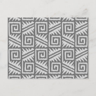 Ikat Aztec Pattern - Shades of Grey / Grey Postcard