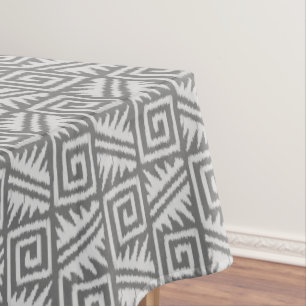 Ikat Aztec Pattern - Shades of Grey / Grey Tablecloth