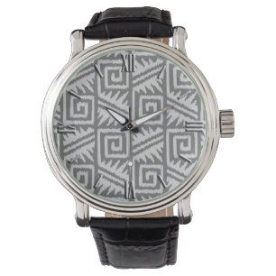 Ikat Aztec Pattern - Shades of Grey / Grey Watch
