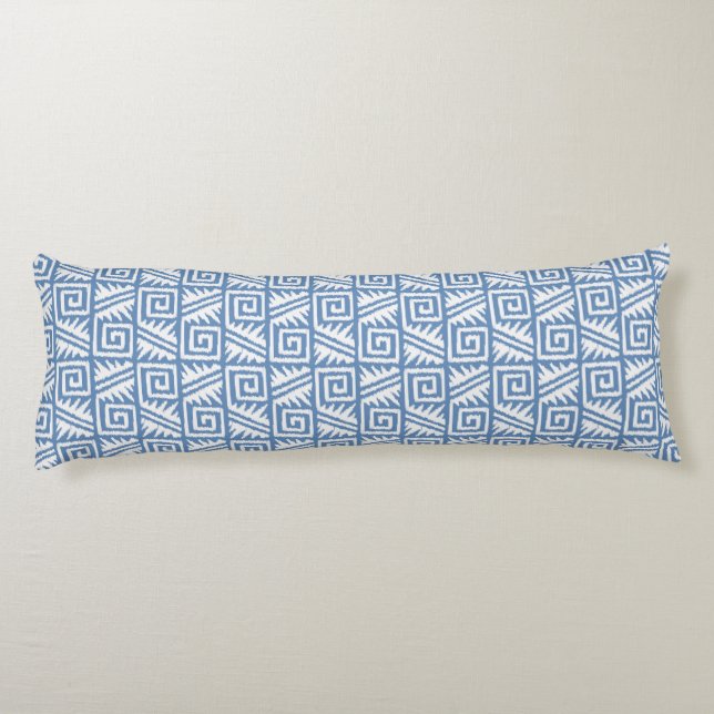 Ikat Aztec Pattern - Sky Blue and White Body Cushion (Back)