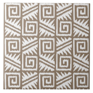 Ikat Aztec Pattern - Taupe Tan and Cream Tile