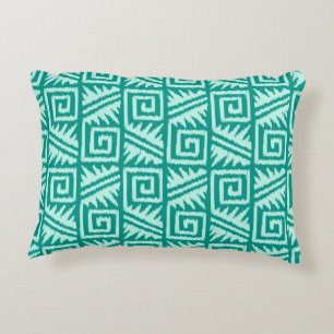 Ikat Aztec Pattern - Turquoise and Aqua Decorative Cushion
