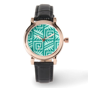 Ikat Aztec Pattern - Turquoise and Aqua Watch