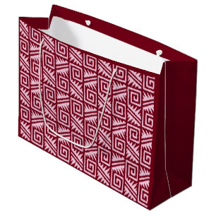 Ikat Aztec Tribal - Burgundy and Pink Large Gift Bag