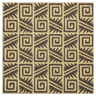 Ikat Aztec Tribal - Chocolate Brown and Tan Fabric
