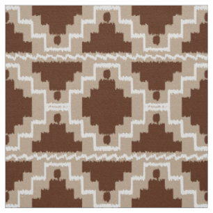 Ikat Aztec Tribal - Chocolate Brown and Taupe Fabric