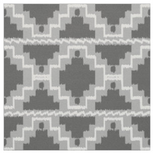 Ikat Aztec Tribal - Dark and light Grey / Grey Fabric