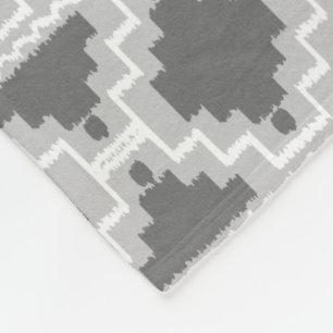 Ikat Aztec Tribal - Dark and light Grey / Grey Fleece Blanket