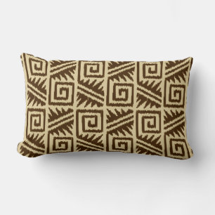 Ikat Aztec Tribal - Dark Brown and Tan Lumbar Cushion
