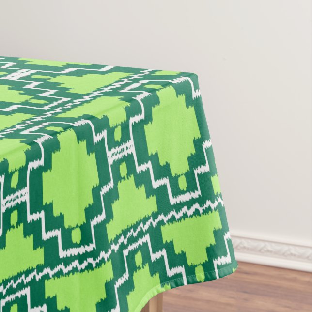 Ikat Aztec Tribal - Forest and Lime Green Tablecloth (In Situ)