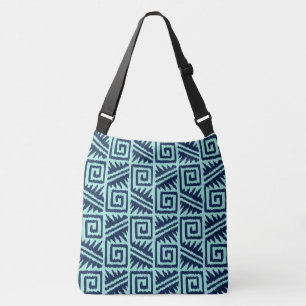 Ikat Aztec Tribal - Indigo and Light Blue Crossbody Bag