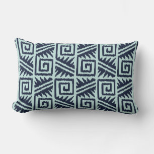 Ikat Aztec Tribal - Indigo and Light Blue Lumbar Cushion