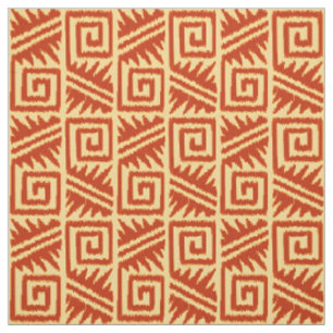 Ikat Aztec Tribal - Mandarin and Light Orange Fabric