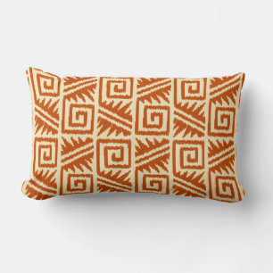 Ikat Aztec Tribal - Mandarin and Light Orange Lumbar Cushion