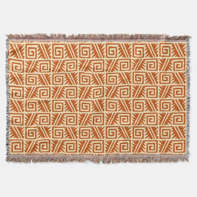 Ikat Aztec Tribal - Mandarin and Light Orange Throw Blanket (Front)