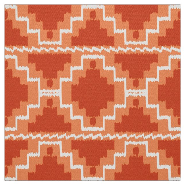 Ikat Aztec Tribal - Rust, Orange and white Fabric (Swatch)