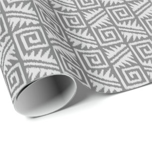 Ikat Aztec Tribal - Shades of Grey / Grey Wrapping Paper