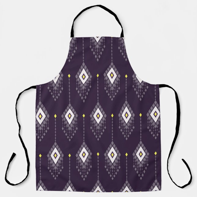 Ikat Chandelier Pattern: Vintage Textile Design Apron (Front)