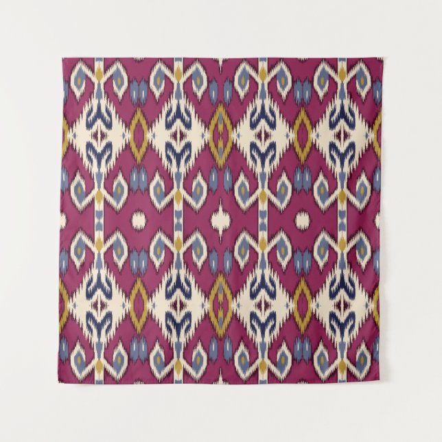 Ikat Chevron: Ethnic Elegance Tapestry (Front)