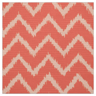 Ikat Chevron Pattern - Coral orange and peach Fabric