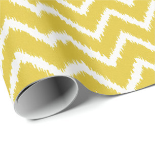 Ikat Chevron Pattern - Mustard yellow and white Wrapping Paper