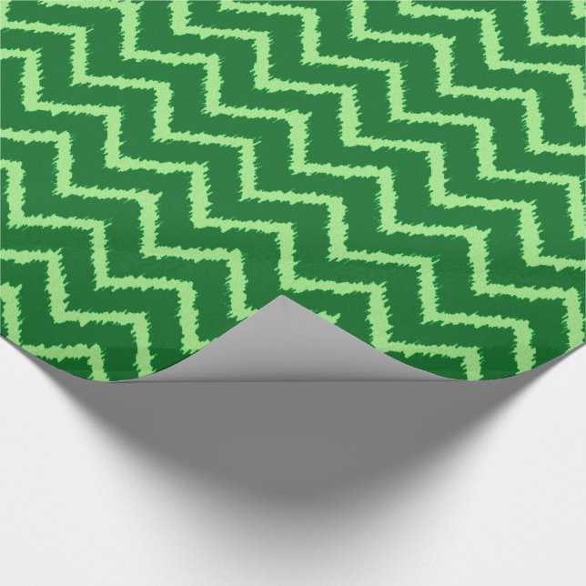 Ikat Chevron Pattern - Pine and light green Wrapping Paper (Corner)