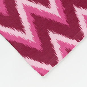 Ikat Chevron Stripes - Burqundy, Rose and Pink Fleece Blanket