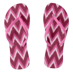 Ikat Chevron Stripes - Burqundy, Rose and Pink Jandals