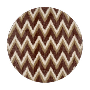 Ikat Chevron Stripes - Chocolate Brown & Beige Cutting Board