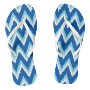 Ikat Chevron Stripes - Cobalt, Sky Blue and White Jandals