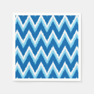 Ikat Chevron Stripes - Cobalt, Sky Blue and White Napkin