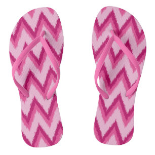 Ikat Chevron Stripes - Fuchsia and Pale Pink Jandals