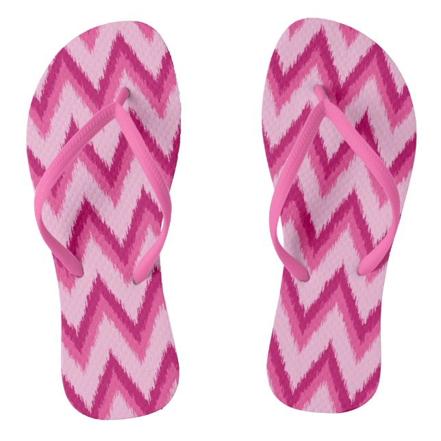 Ikat Chevron Stripes - Fuchsia and Pale Pink Jandals (Footbed)