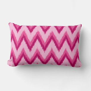Ikat Chevron Stripes - Fuchsia and Pale Pink Lumbar Cushion
