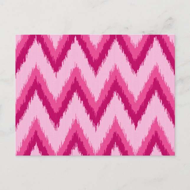 Ikat Chevron Stripes - Fuchsia and Pale Pink Postcard (Front)