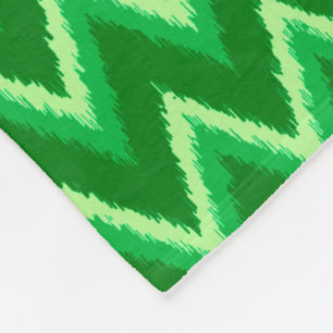 Ikat Chevron Stripes - Pine and Lime Green Fleece Blanket