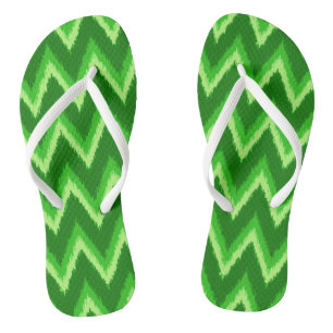 Ikat Chevron Stripes - Pine and Lime Green Jandals