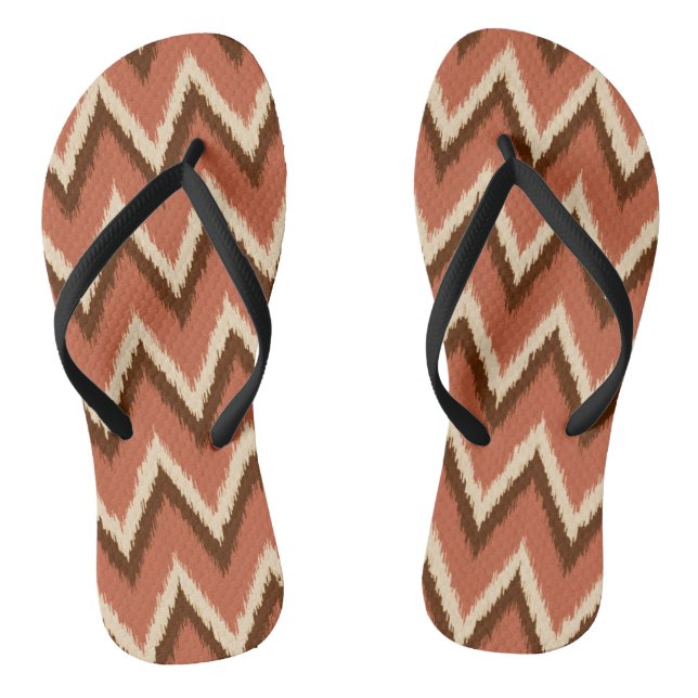 Ikat Chevron Stripes - Rust, Brown and Beige Jandals (Footbed)