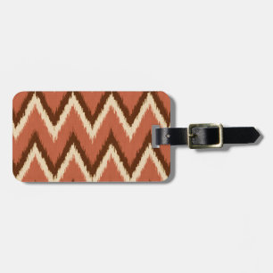 Ikat Chevron Stripes - Rust, Brown and Beige Luggage Tag