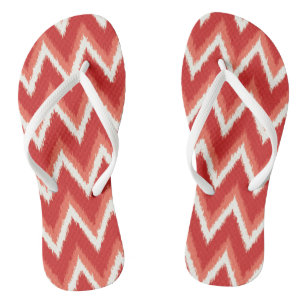 Ikat Chevron Stripes - Rust Orange and White Jandals