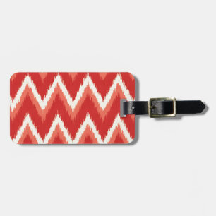 Ikat Chevron Stripes - Rust Orange and White Luggage Tag