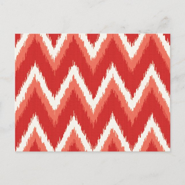 Ikat Chevron Stripes - Rust Orange and White Postcard (Front)