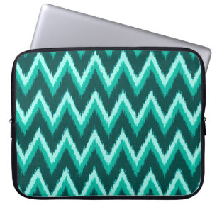 Ikat Chevron Stripes - Turquoise, Teal and Aqua Laptop Sleeve