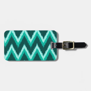 Ikat Chevron Stripes - Turquoise, Teal and Aqua Luggage Tag